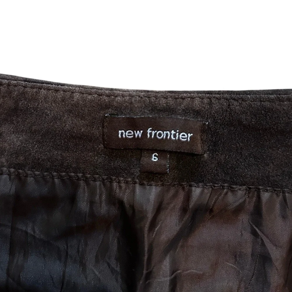 New Frontier Brown Suede Floral A-Line Mini Skirt Women's 6